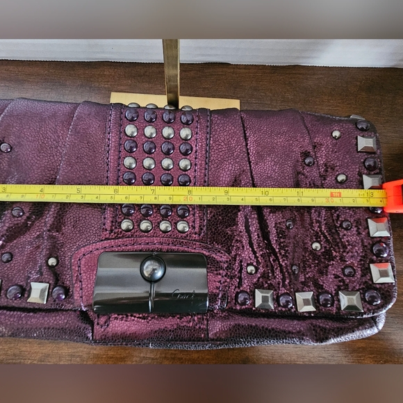 COACH Kristin Limited Edition Studded Metallic Leather Clutch - Boysenberry - Picture 10 of 12
